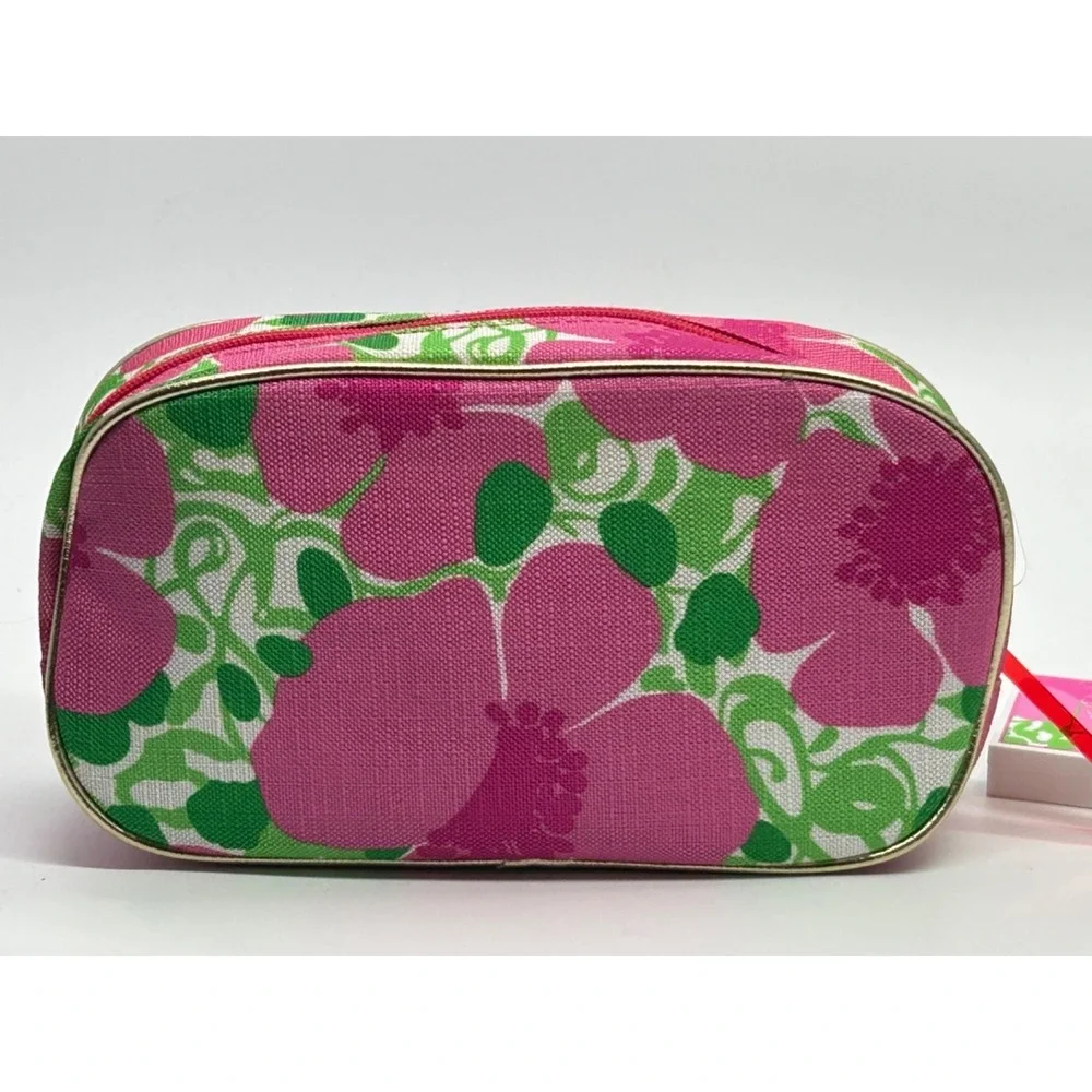 Vtg ESTEE LAUDER Cosmetic‎ Makeup Bag by LILLY PULITZER w/ Eyeshadow Pallet NOS